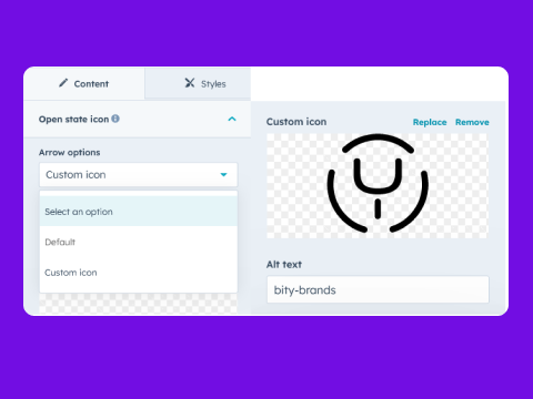Accordion title with icons
