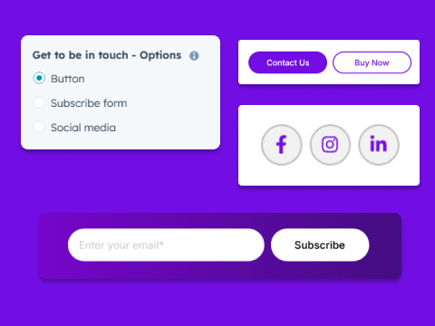 Actionable for Get in Touch via (Button, Form and Social Media)