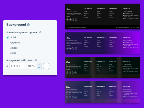 Versatile Background Options [Solid, Gradient, Background Image]
