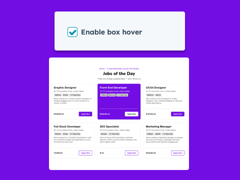 Box or Card Changes Appearance - On Hover