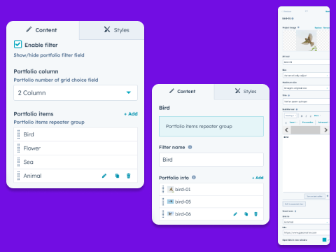 Repeater portfolio items